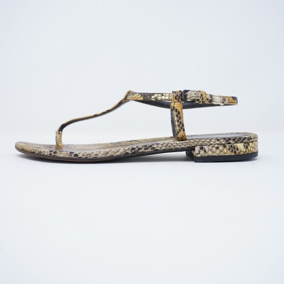 Bottega Veneta Snakeskin Animal Print Strap Sandals Size 38.5 - Picture 5 of 9